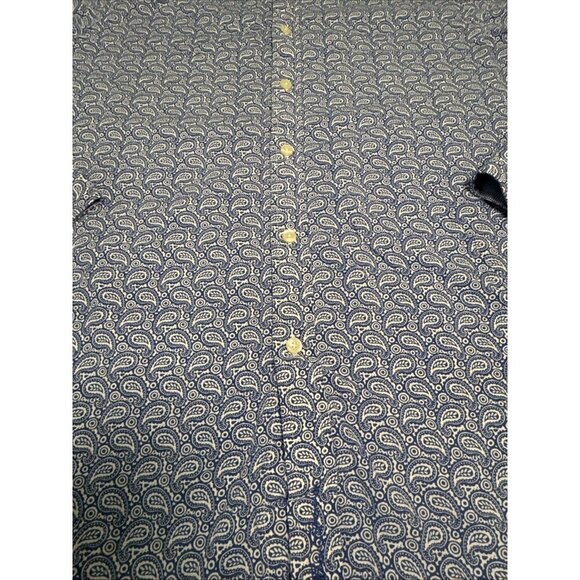 Ben Sherman Mens Button Down Shirt XL Paisley Long Sleeve Blue/White 100% cotton - Picture 2 of 8